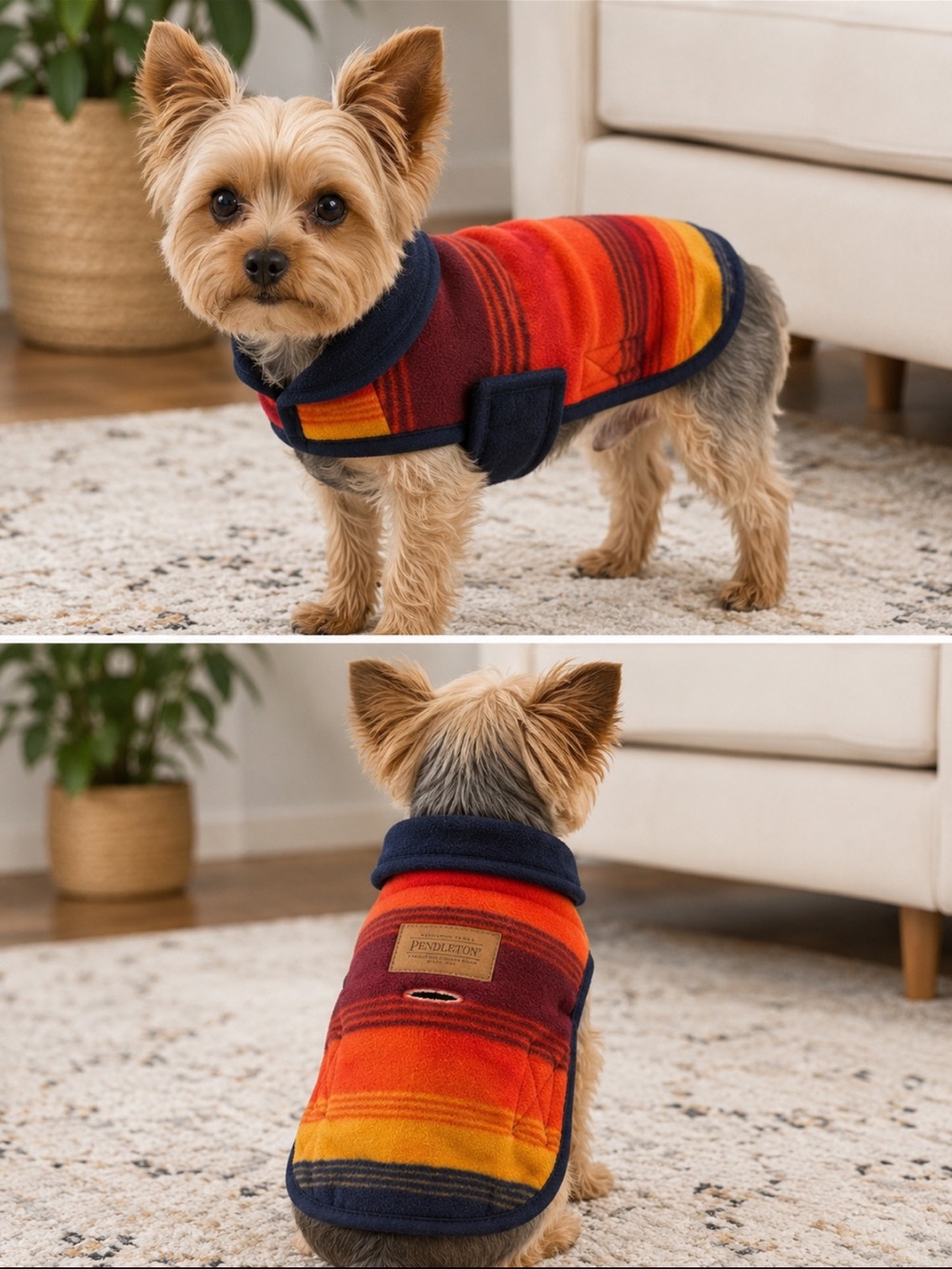 Pendleton Dog Coat Jacket XS Fleece Plaid Southwestern Pet Apparel